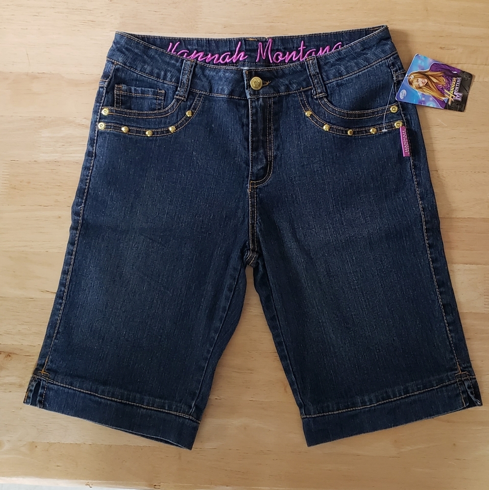 Disney Blue and Gold Cropped Jeans with Elastic Waistband